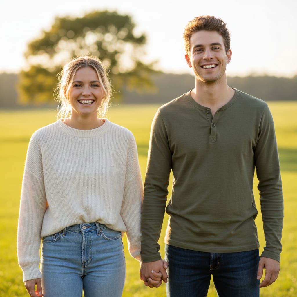 Anime-style romantic couple portrait before